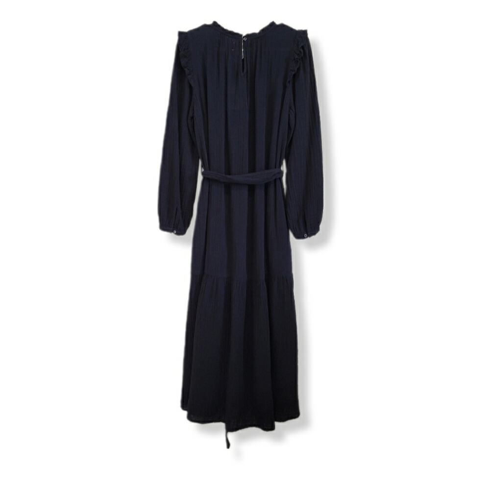 Xirena Mia Dress Black Maxi Gauze Long Sleeve Lightweight Ruffle Size Medium - Picture 3 of 12